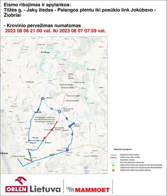 Eismo ribojimai reaktoriaus gabenimo metu (nuotr. Klaipėdos savivaldybės)