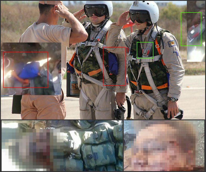Pasirodė nuotraukos, lyginančios tariamai aptikto rusų lakūno ir oficialių kariuomenės nuotraukų palyginimai (nuotr. Gamintojo)