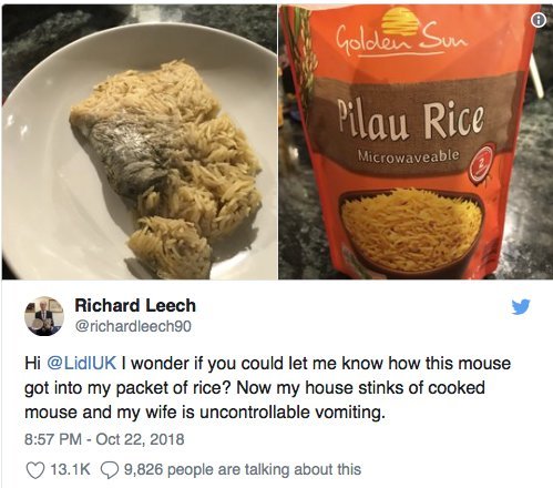 Radinys „Lidl“ pirktuose ryžiuose sukėlė sąmyšį (nuotr. Twitter)