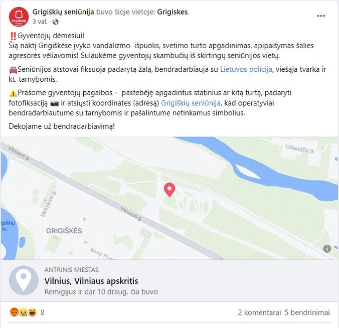 Vandalizmo išpuolis Grigiškėse: mieste atsirado Rusijos vėliavos (nuotr. stop kadras)