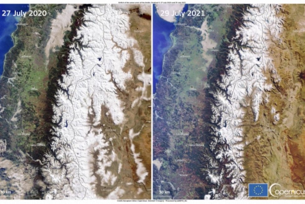 Sniegas Andų viršukalnėse sparčiai tirpsta: kaltina globalinį atšilimą (nuotr. stop kadras)