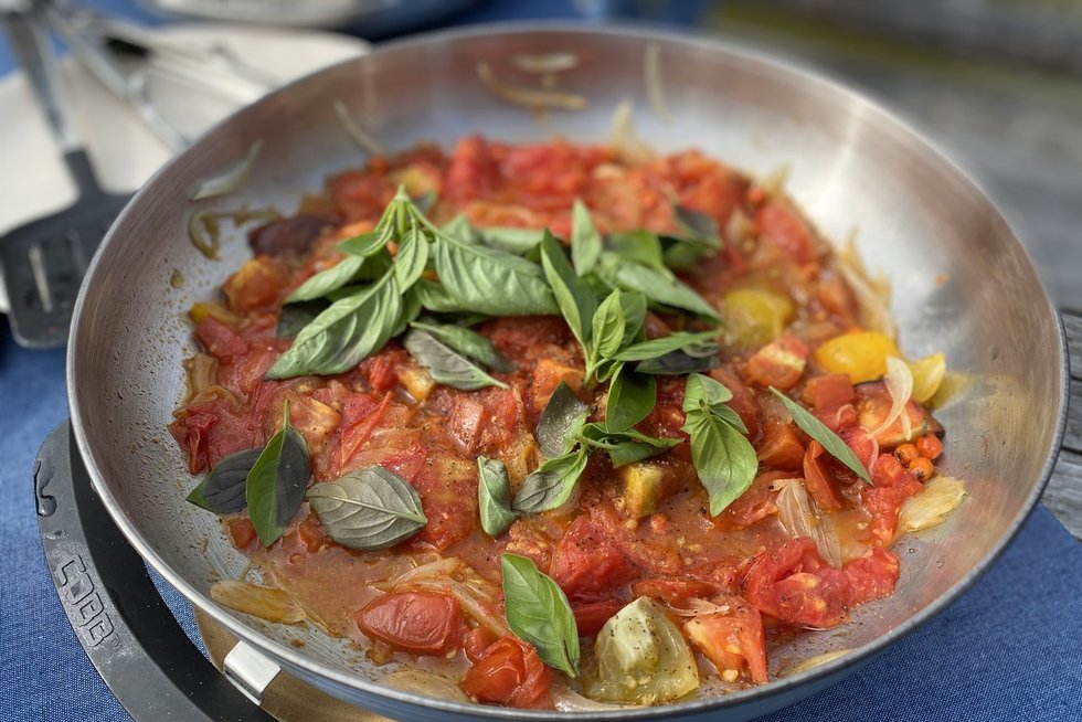 100 pomidorų padažas su šviežia burrata pagal Gian Luca Demarco ( nuotr. autorių)
