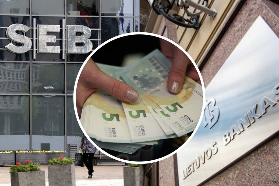 Kol komerciniai bankai brangina paslaugas, Lietuvos bankas skėsčioja rankomis: negali daryti įtakos (tv3.lt koliažas)