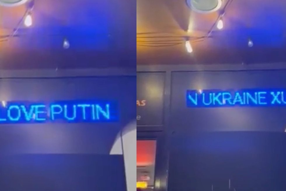 Plinta skandalinga žinutė Kaune: „Myliu Putiną, Ukraina x*****“ (nuotr. skaitytojo)