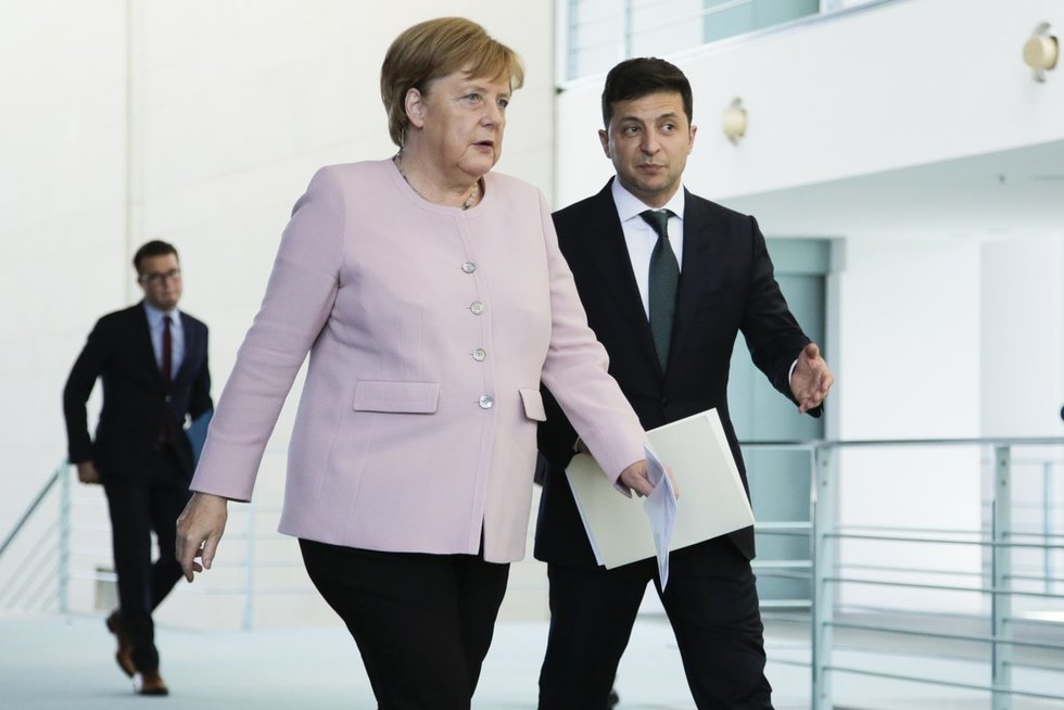 Angela Merkel ir Volodymyras Zelenskis (nuotr. SCANPIX)