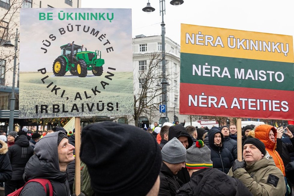 Ūkininkų protestas prie Vyriausybės (Paulius Peleckis/ BNS nuotr.)